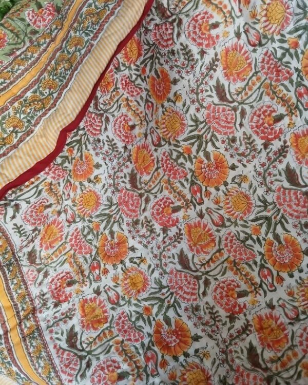 Handblock Print Reversible Double Razai – (HPRR0008) - Image 4