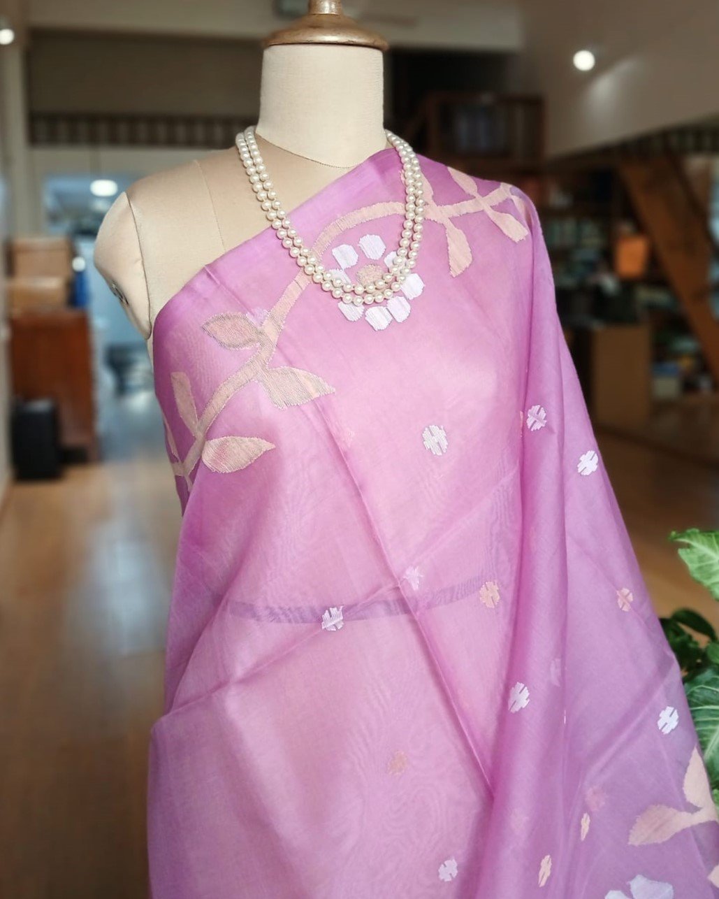 Handweave Jamdani Silk Saree - (SJMS0002) - Image 4