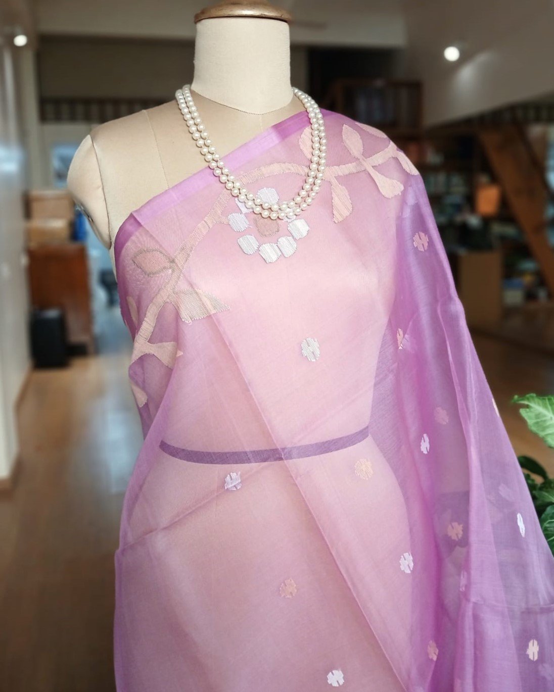 Handweave Jamdani Silk Saree - (SJMS0002) - Image 3