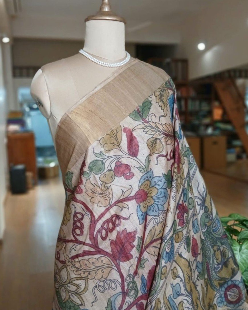 Handpainted Pen Kalamkari Saree – (HPKS0002) - Image 2