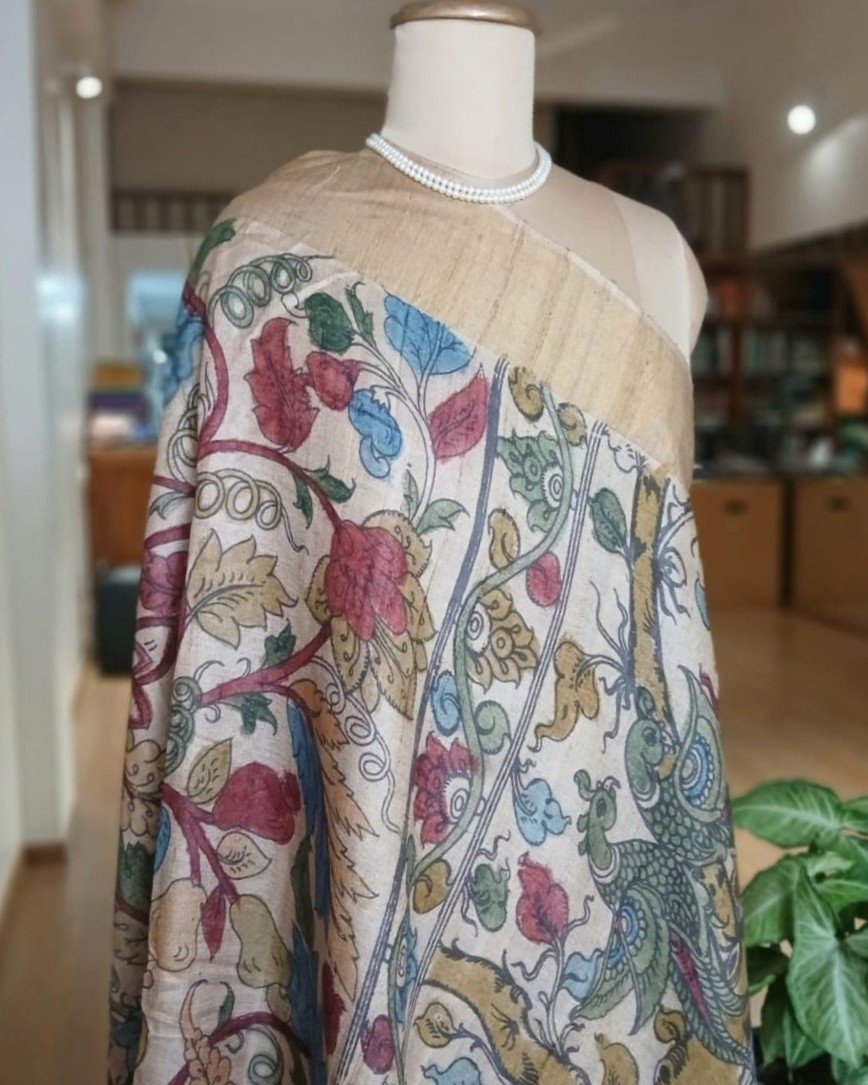 Handpainted Pen Kalamkari Saree – (HPKS0002) - Image 4