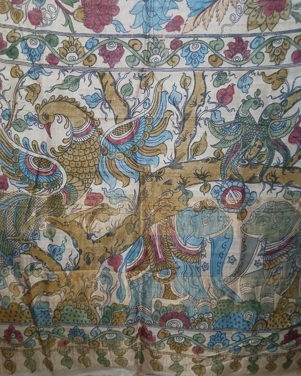 Handpainted Pen Kalamkari Saree – (HPKS0002) - Image 6