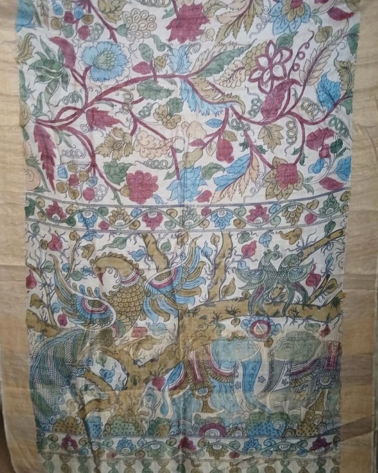 Handpainted Pen Kalamkari Saree – (HPKS0002) - Image 7