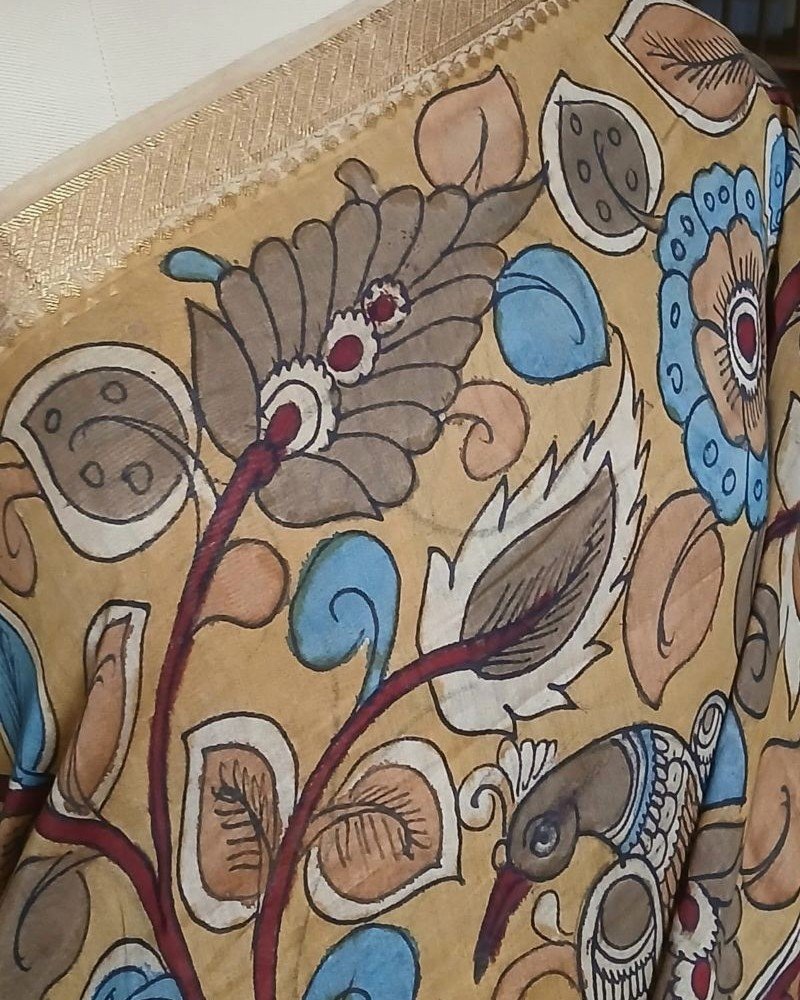 Handpainted Pen Kalamkari Saree – (HPKS0003) - Image 3