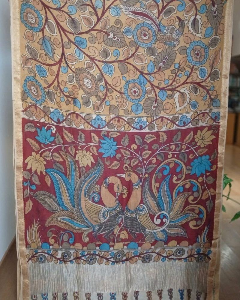 Handpainted Pen Kalamkari Saree – (HPKS0003) - Image 6