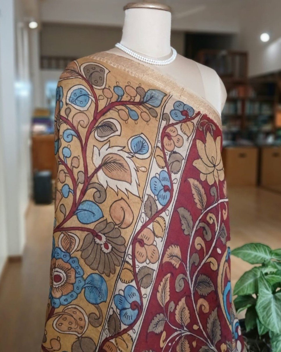 Handpainted Pen Kalamkari Saree – (HPKS0003) - Image 5