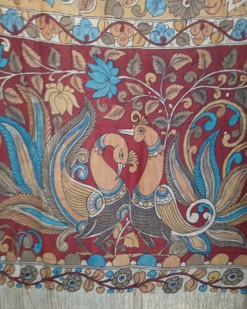 Handpainted Pen Kalamkari Saree – (HPKS0003) - Image 7