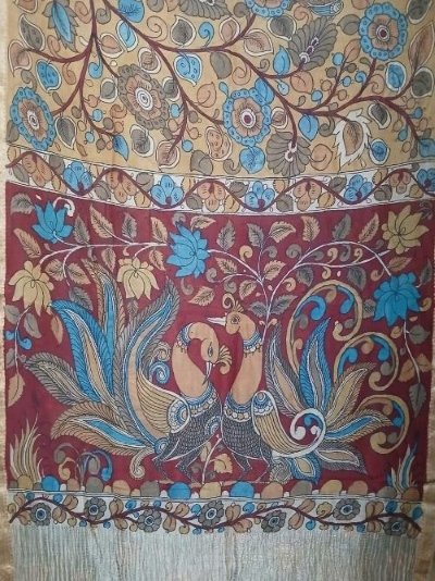 Handpainted Pen Kalamkari Saree – (HPKS0003) - Image 8