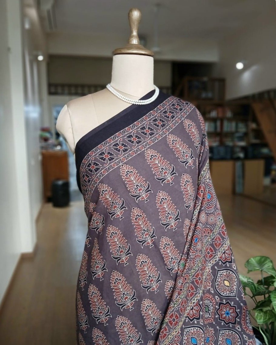 Ajrakh Mul Cotton With Embroidery – (AMCE1007) - Image 5