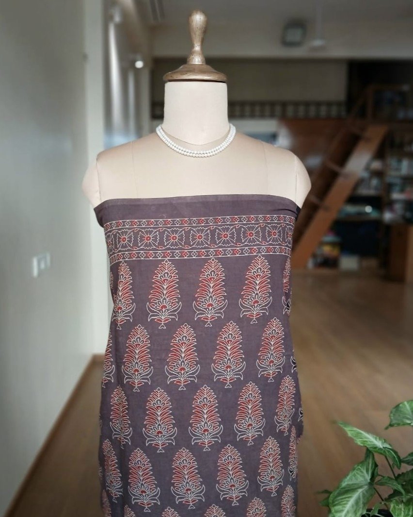 Ajrakh Mul Cotton With Embroidery – (AMCE1007) - Image 8