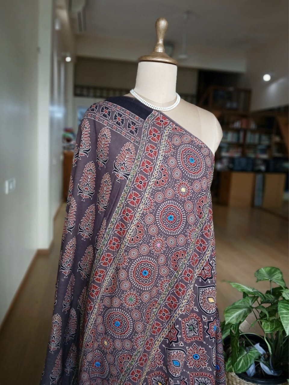 Ajrakh Mul Cotton With Embroidery – (AMCE1007) - Image 7