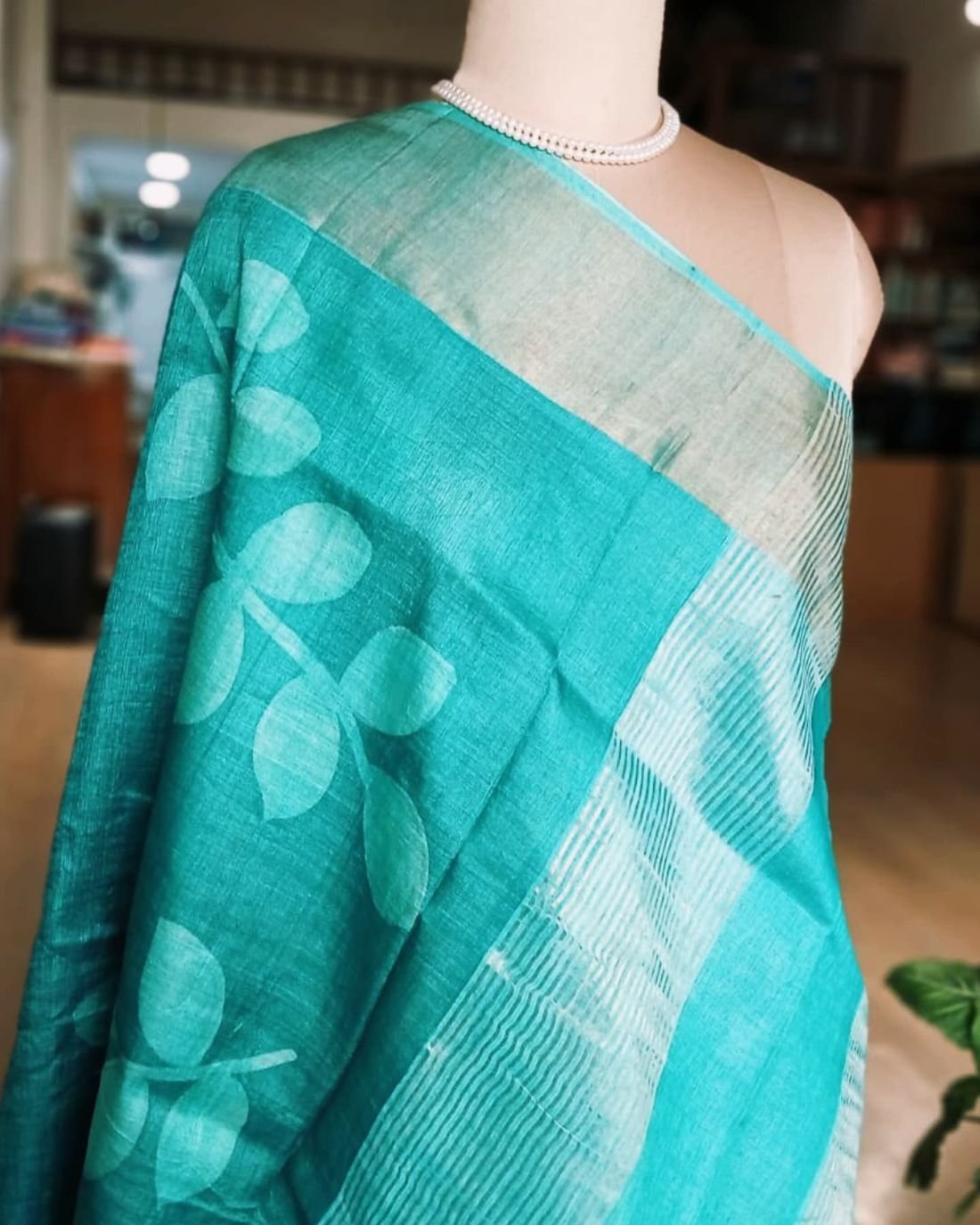 Handpainted Tussar Silk Saree - (TSHS0002) - Image 6