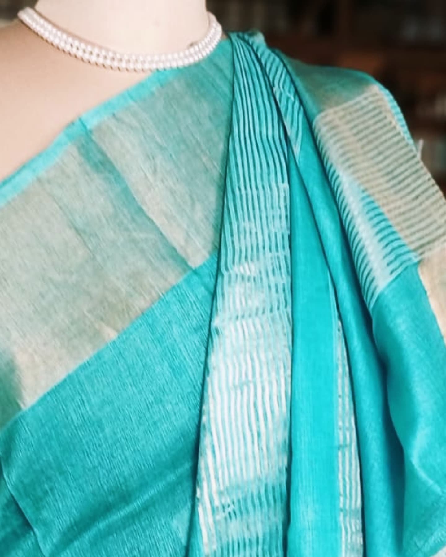 Handpainted Tussar Silk Saree - (TSHS0002) - Image 4