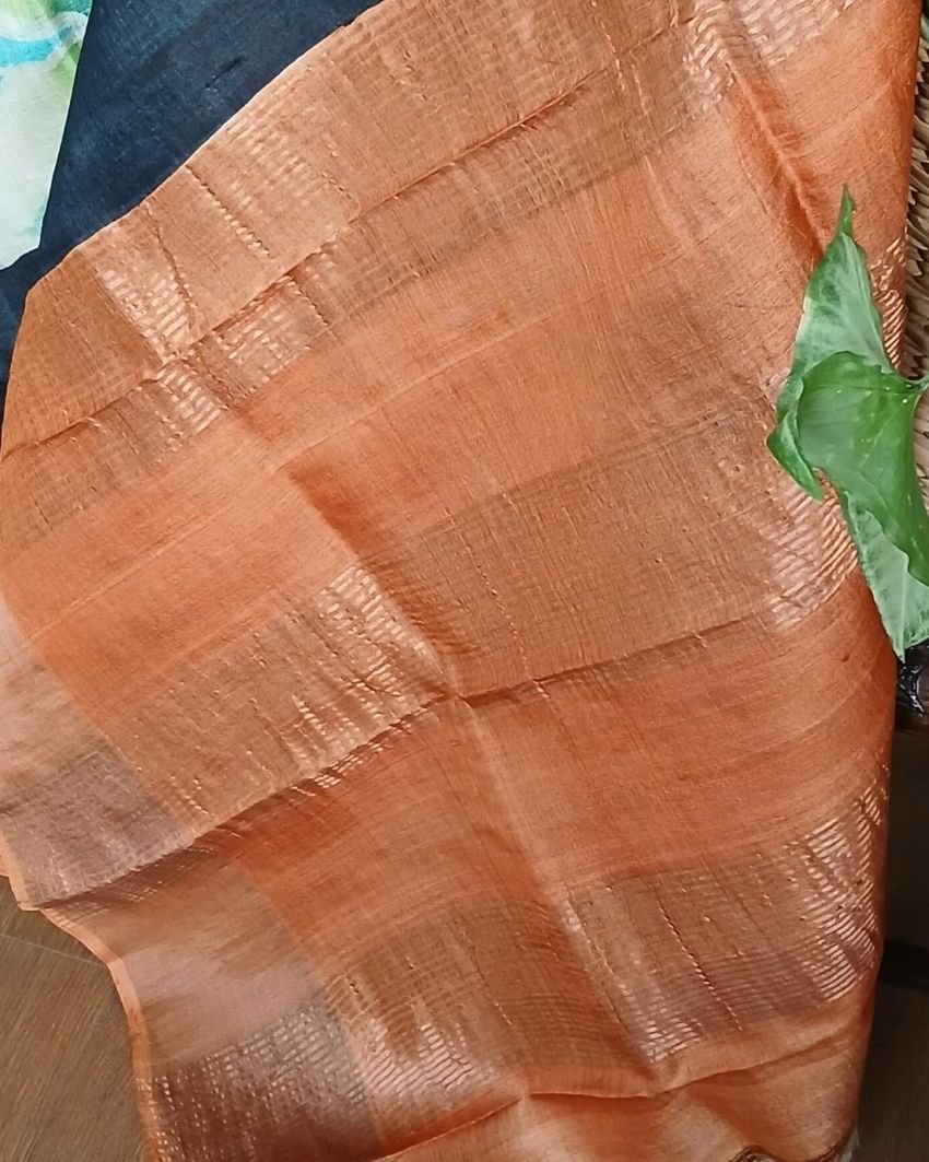 Handpainted Tussar Silk Saree – (TSHS0005) - Image 7