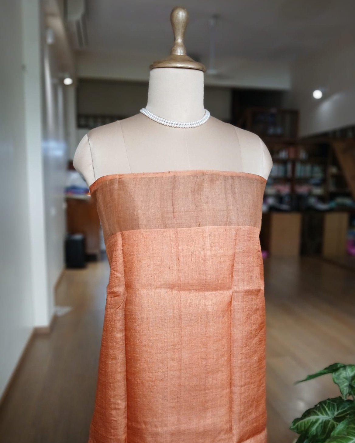 Handpainted Tussar Silk Saree – (TSHS0005) - Image 8