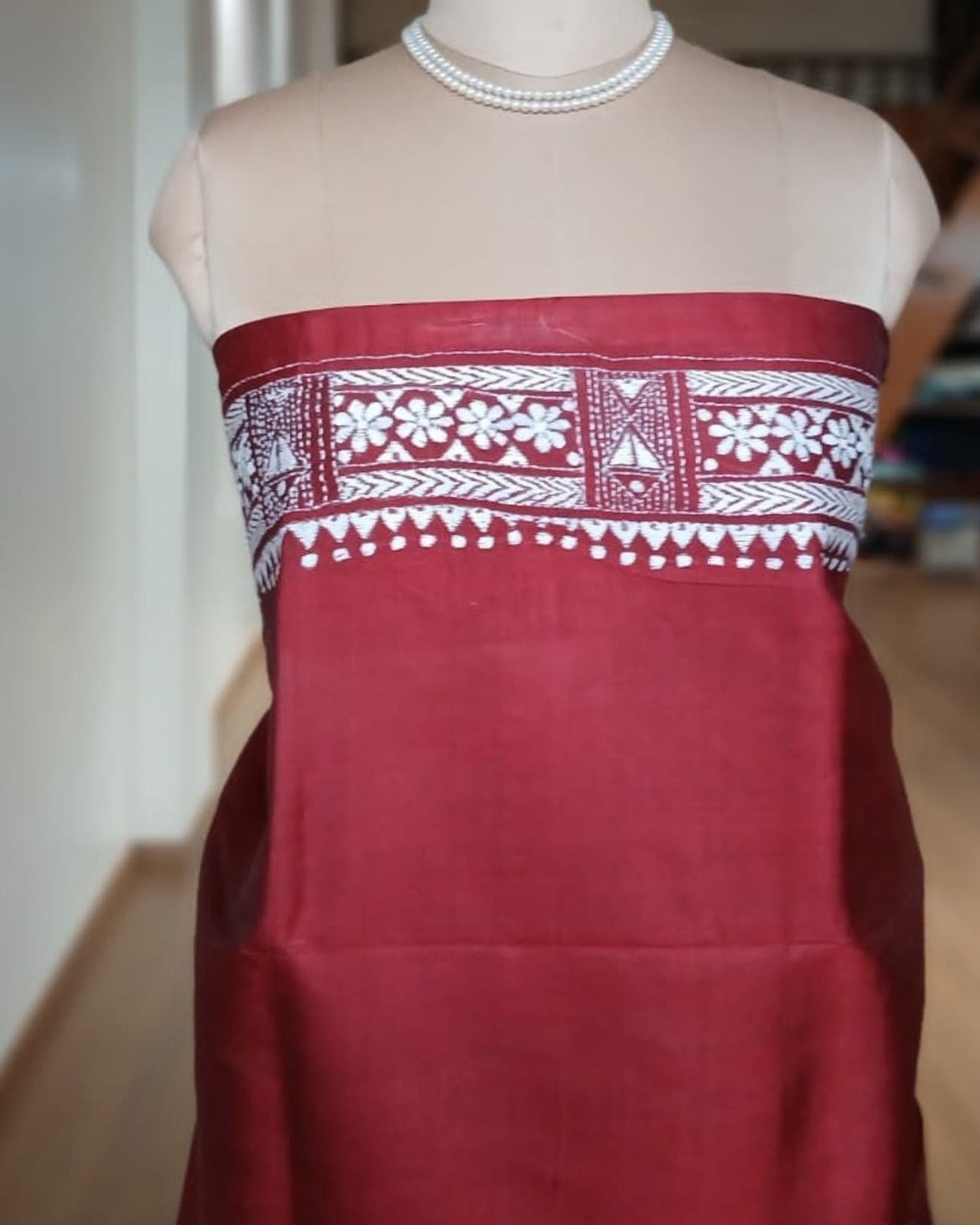 Santiniketan Kantha Saree in pure Bisnupuri Silk – (SNBK0004) - Image 7