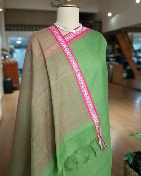 Ponduru Dobby Border Handspun Handwoven Cotton Saree – (POND0005) - Image 2