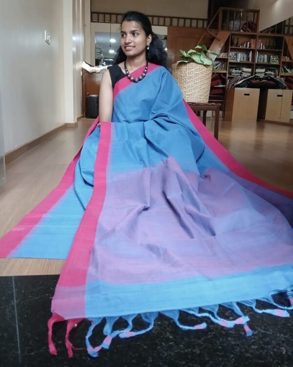 Ponduru Handspun Handwoven Cotton Saree – (POND0002) - Image 2