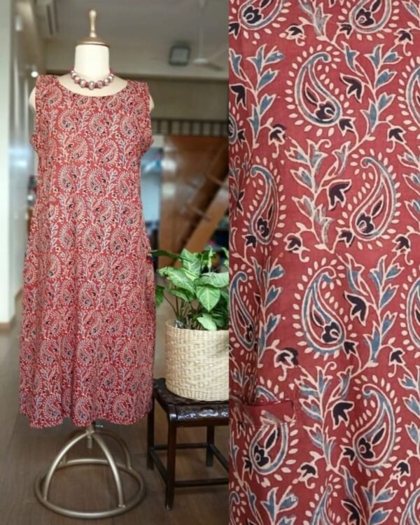 Ajrakh Sleeveless Calf-Length Slip-On Dress - (ACSD1009)