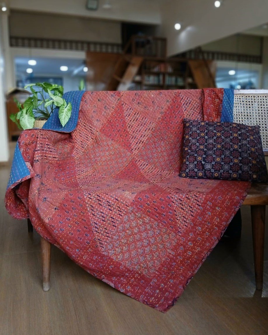 Patchwork Two-Layer Ajrakh Quilt (Godhri) Single – (GODH1002)