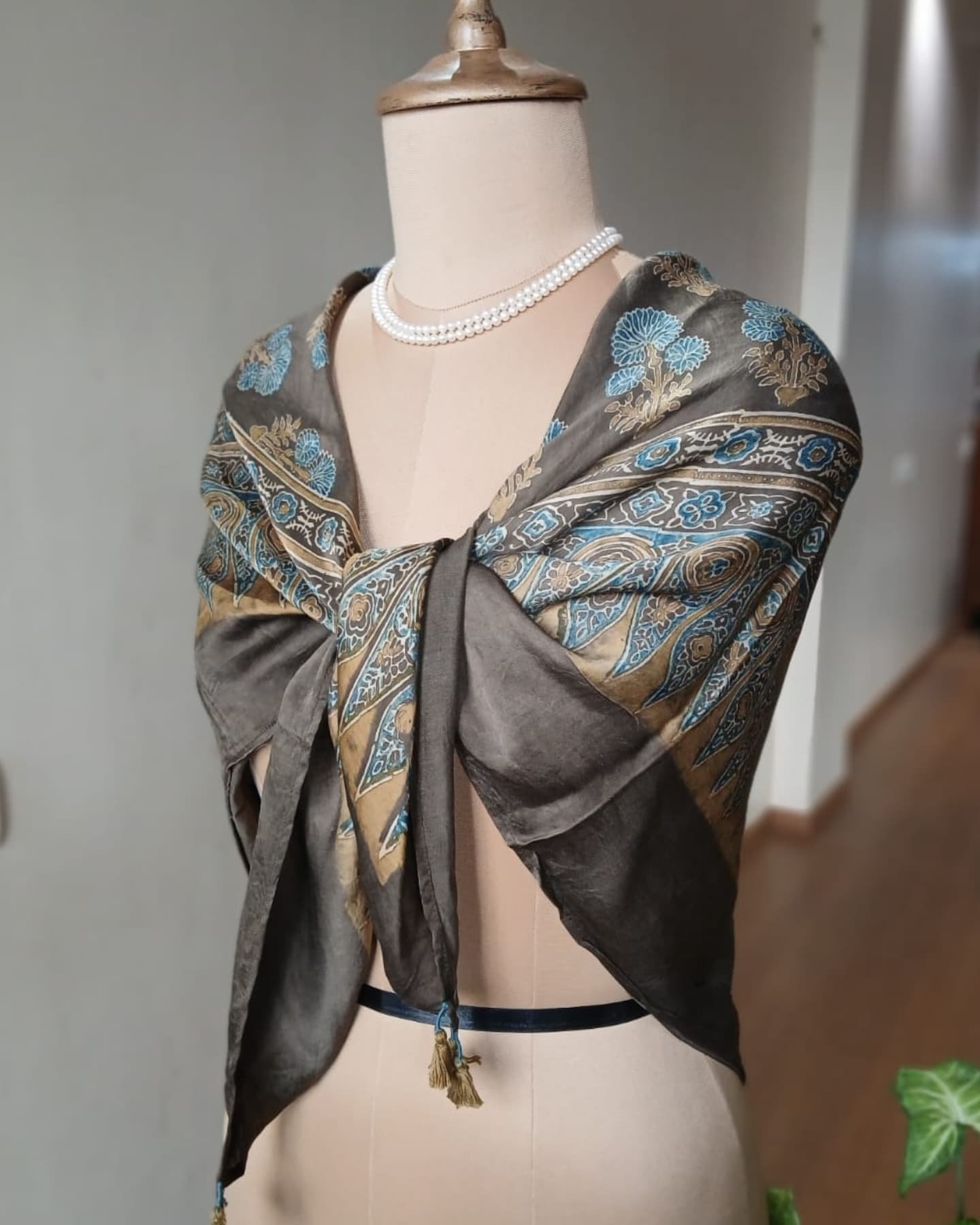 Ajrakh Natural Dyes Large Square Scarf – (NDAS0001)