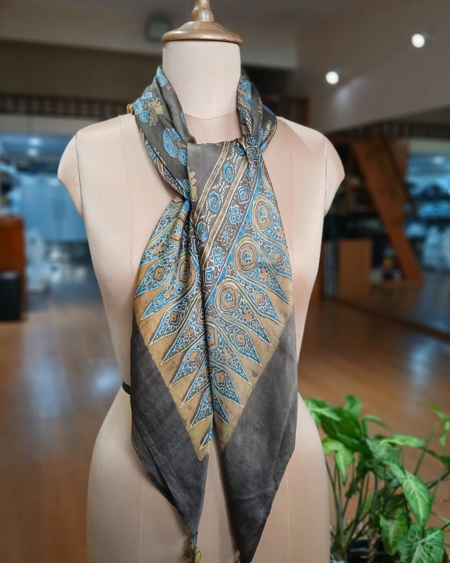 Ajrakh Natural Dyes Large Square Scarf – (NDAS0001) - Image 2