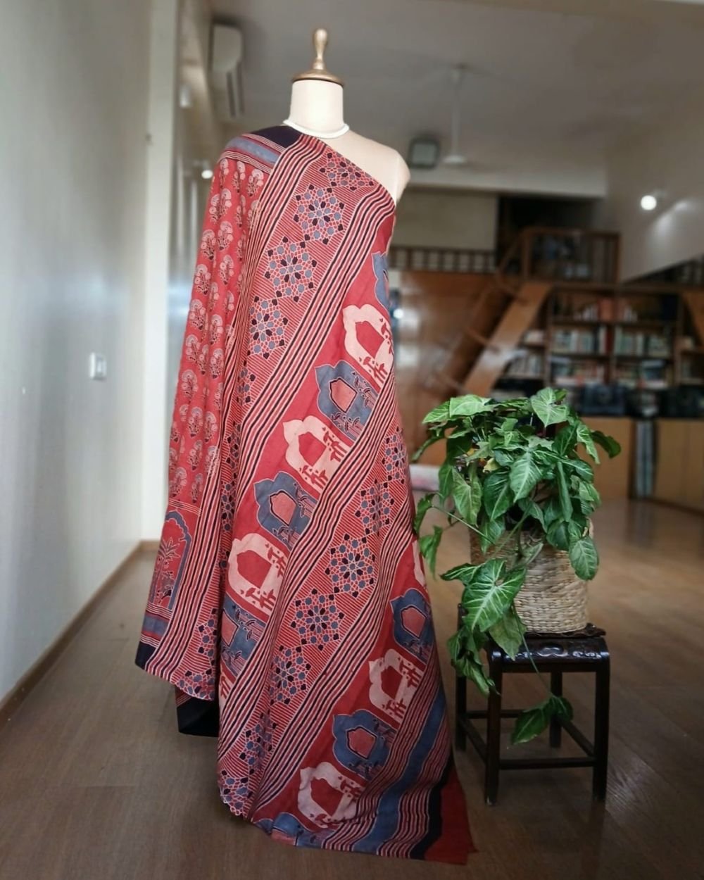Ajrakh Mul Cotton Saree – (AMCS1005) - Image 6