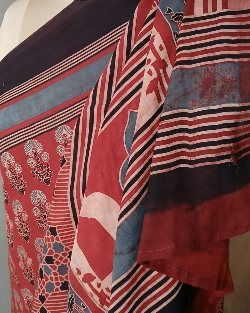 Ajrakh Mul Cotton Saree – (AMCS1005) - Image 3