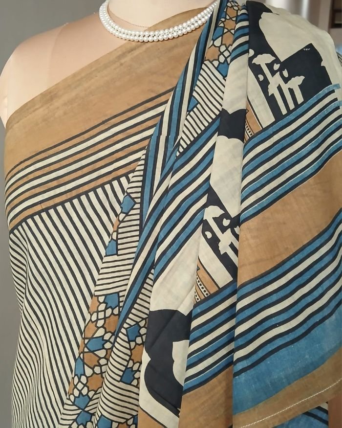 Ajrakh Mul Cotton Saree – (AMCS1010) - Image 3