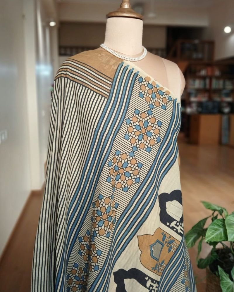 Ajrakh Mul Cotton Saree – (AMCS1010) - Image 7