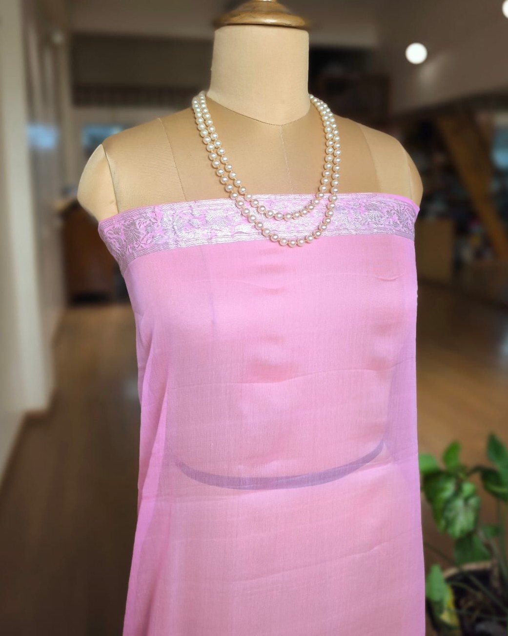 Georgette Pure Silk Handweave from Banaras - (GBHS1006) - Image 7