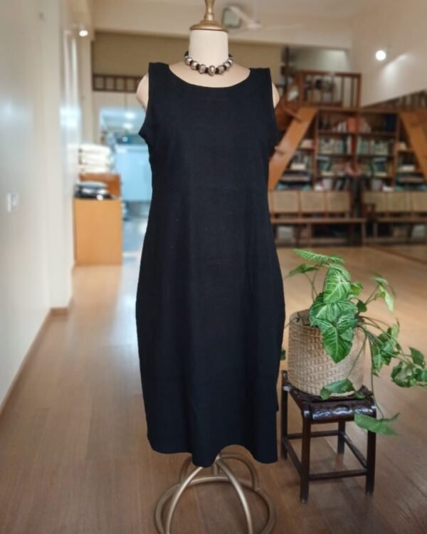 Handweave Kala Cotton Sleeveless Dress - Black