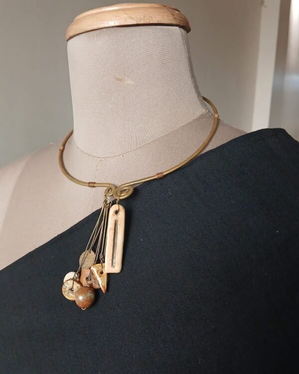 Ceramic Copper and Brass Combination Necklace - (CCBN0019)