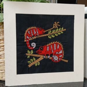 Kantha Embroidered Artwork Chameleon – (ARTW0002)