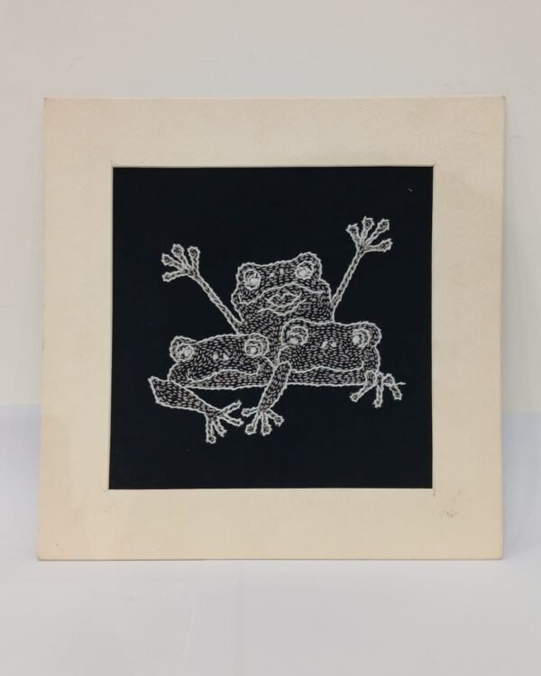 Kantha Embroidered Artwork Frogs – (ARTW0003)