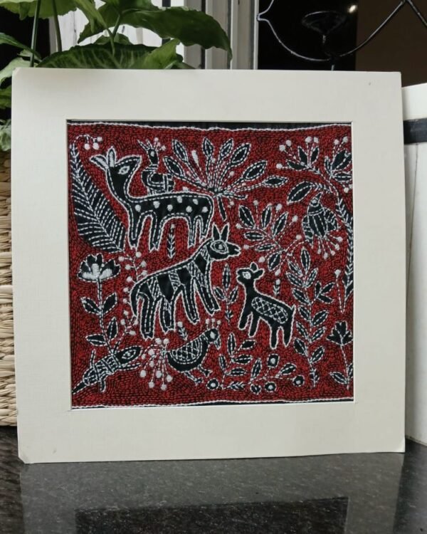 Kantha Embroidered Artwork Deer – (ARTW0004)