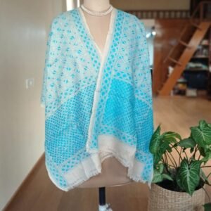 Hand Embroidered Tussar Kantha Silk Stole - (TKHS1008)