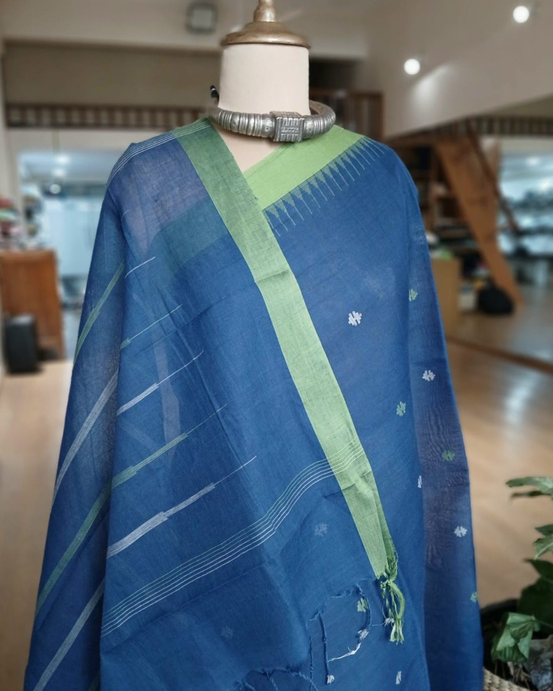 Ponduru Jamdani Handspun Handwoven Cotton Saree - (PHCS0004) - Image 4