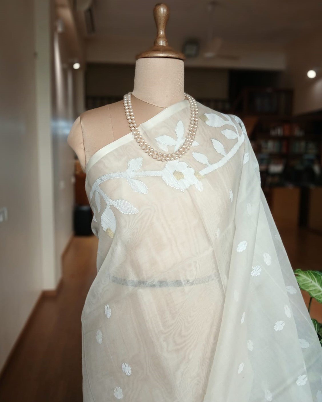 Handweave Jamdani Silk Saree – (SJMS1016) - Image 2