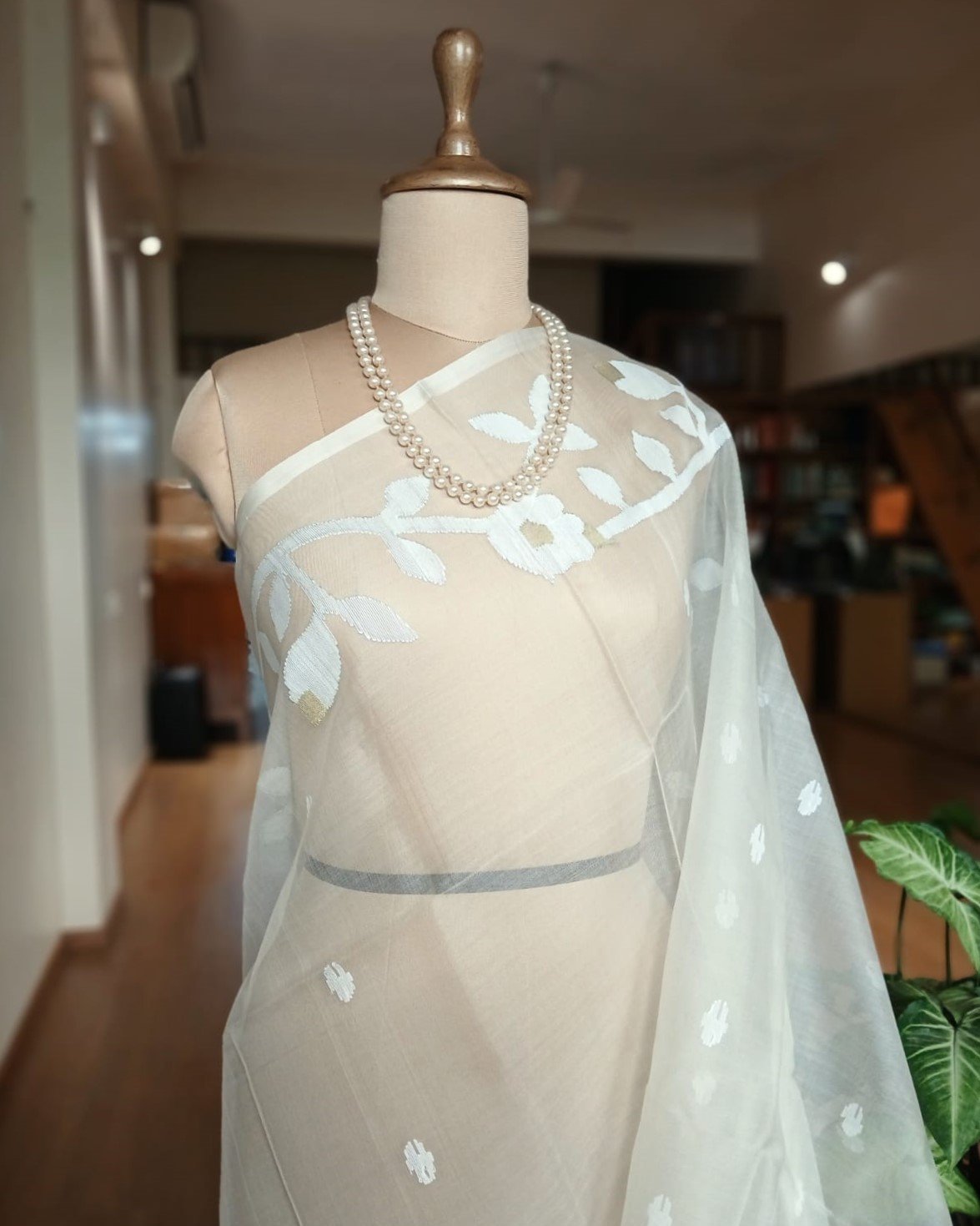 Handweave Jamdani Silk Saree – (SJMS1016) - Image 3