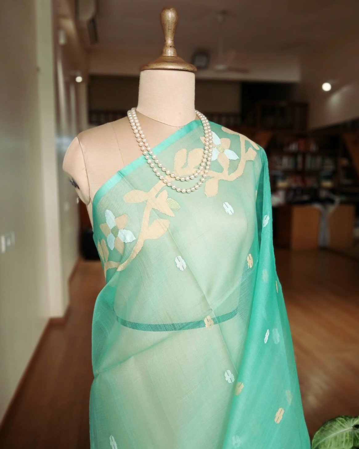 Handweave Jamdani Silk Saree – (SJMS1018) - Image 3