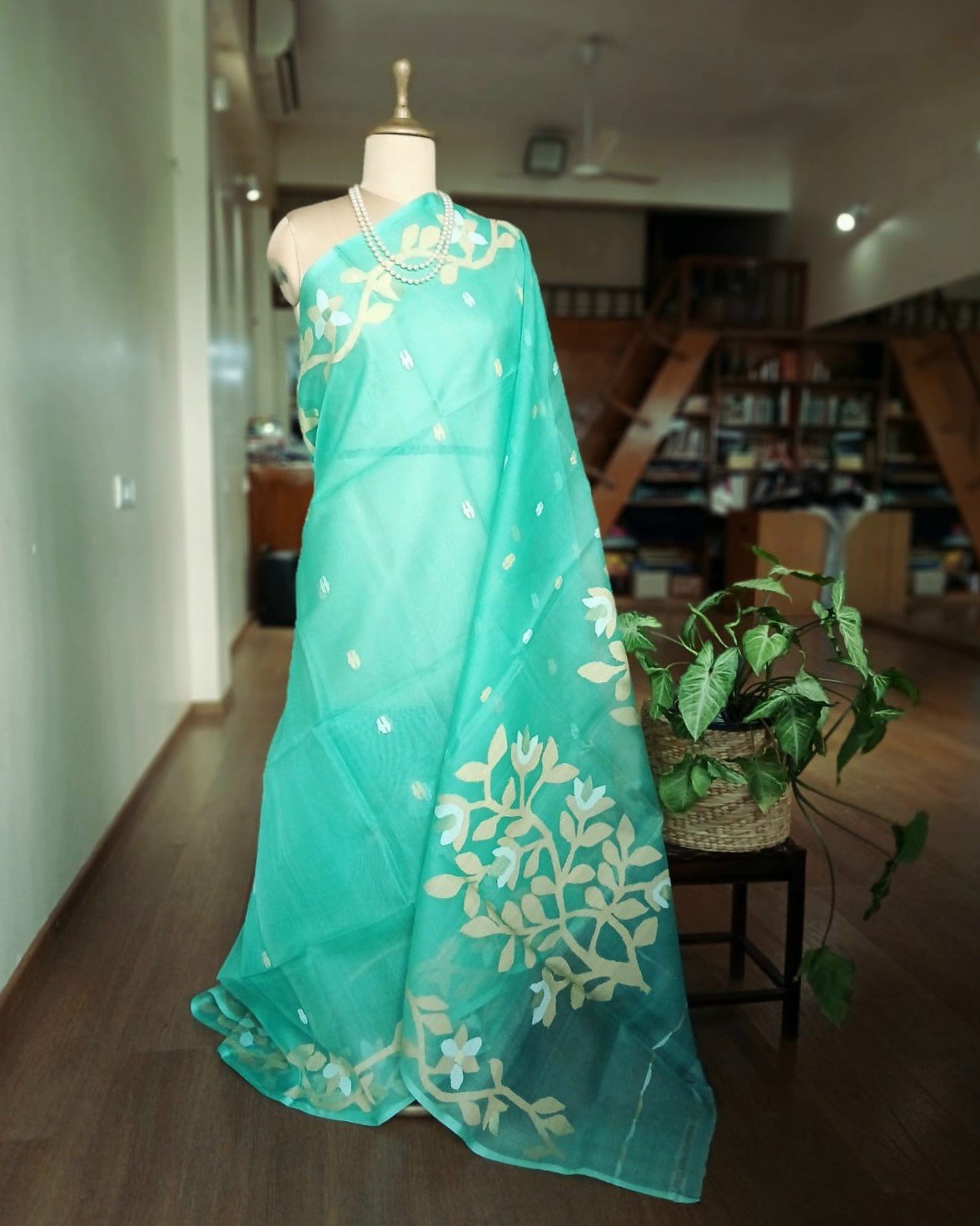 Handweave Jamdani Silk Saree – (SJMS1018)