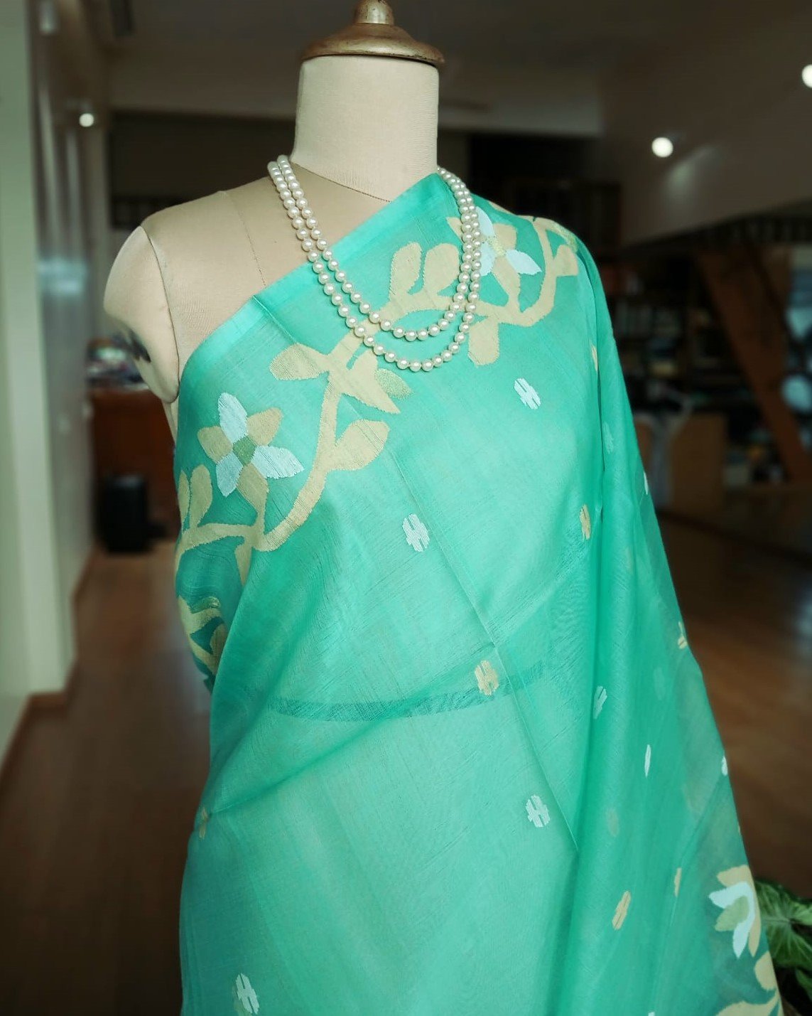 Handweave Jamdani Silk Saree – (SJMS1018) - Image 2