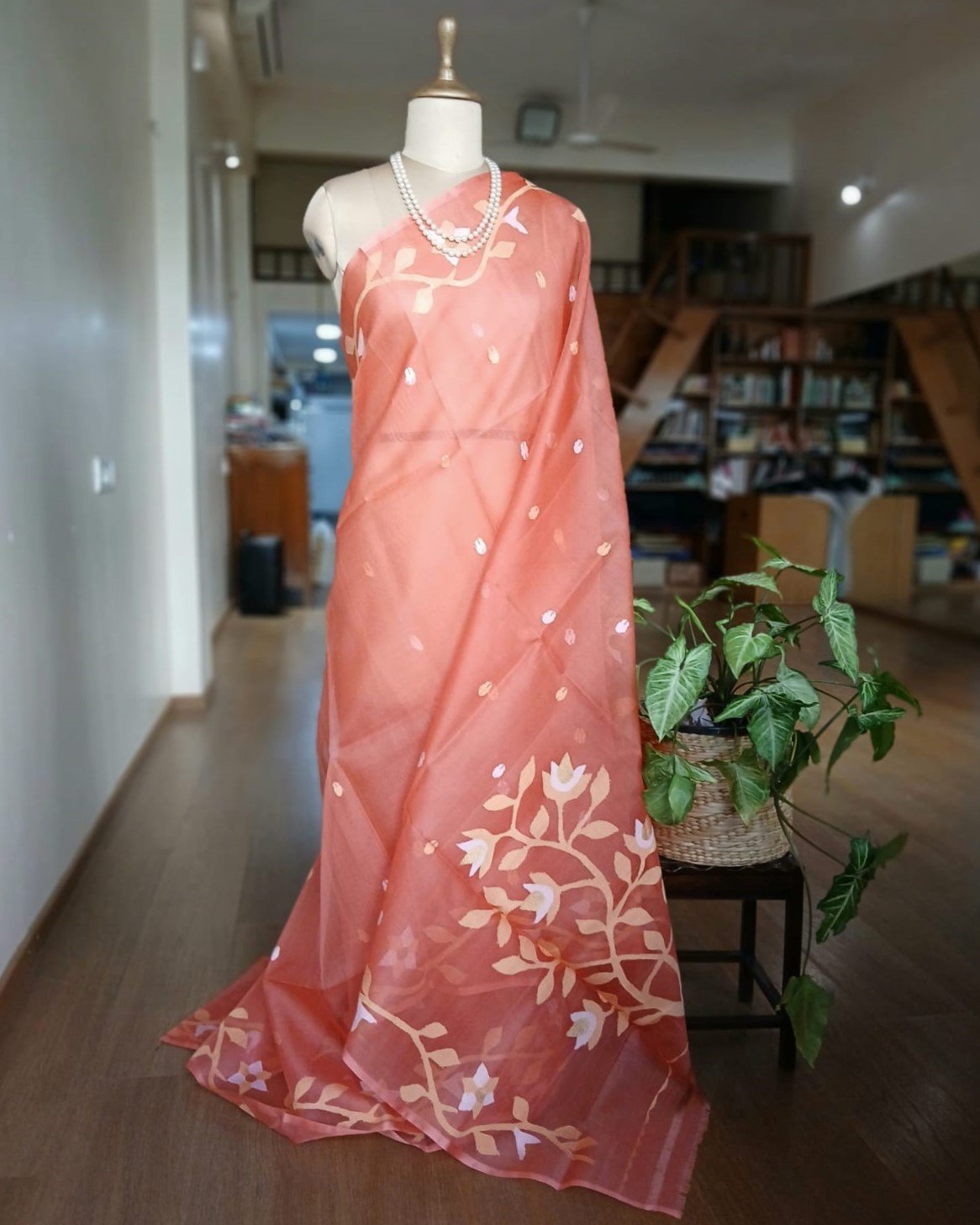 Handweave Jamdani Silk Saree – (SJMS1014)