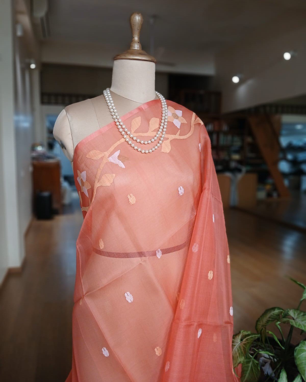 Handweave Jamdani Silk Saree – (SJMS1014) - Image 3