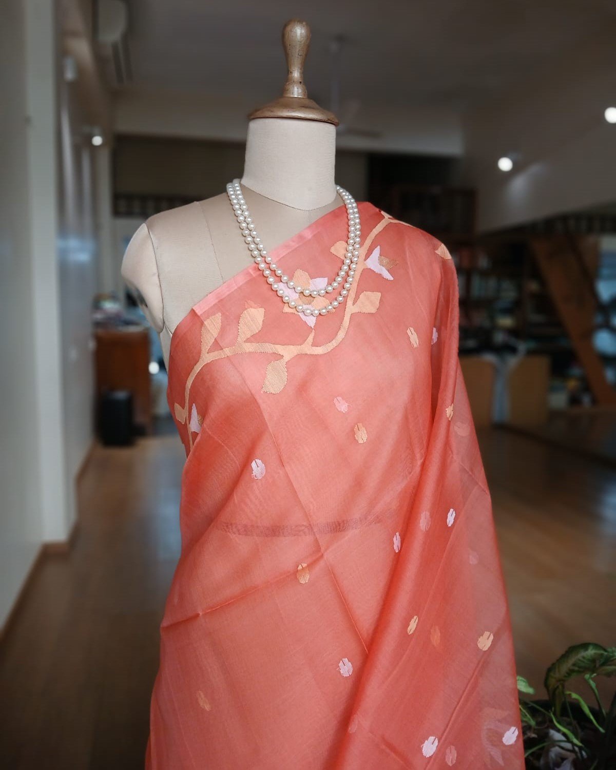 Handweave Jamdani Silk Saree – (SJMS1014) - Image 2