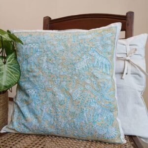 Set of 2 Mom and Baby Deer Reverse Kantha Cushion Covers – (RKCC0001)