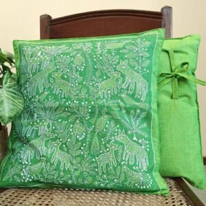 Set of 2 Mom and Baby Deer Reverse Kantha Cushion Covers – (RKCC0003)