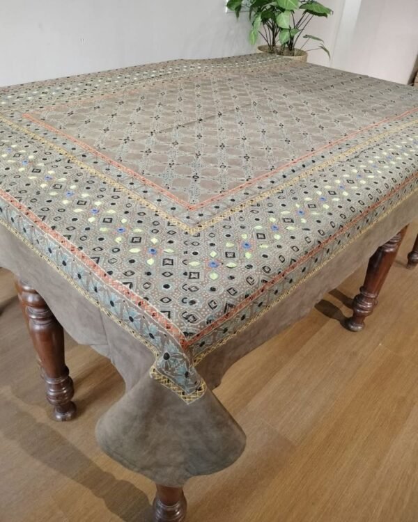 Ajrakh Embroidered Table cloth in Natural Dyes - TCAE0020