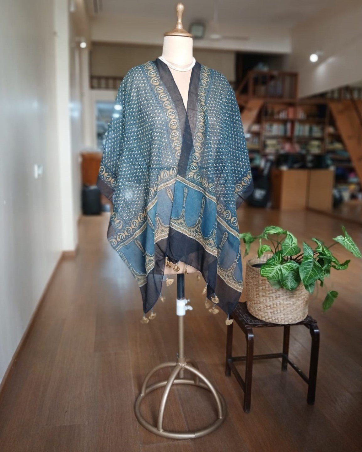 Ajrakh Stole on Kota Doria - (ASKD0007)